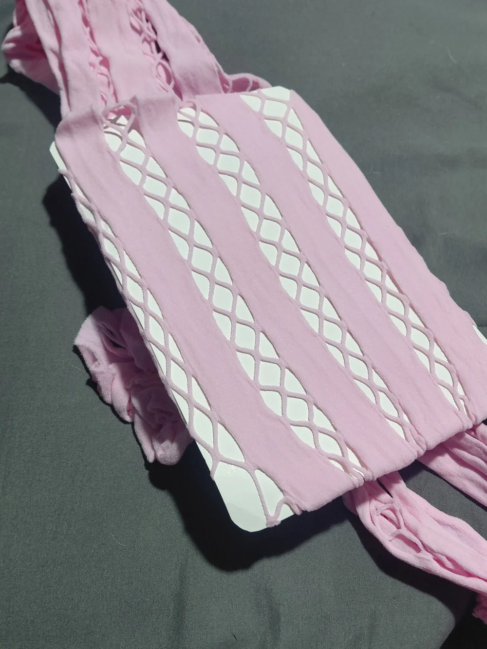 Pink Stretch Knit Fishnet Leggings